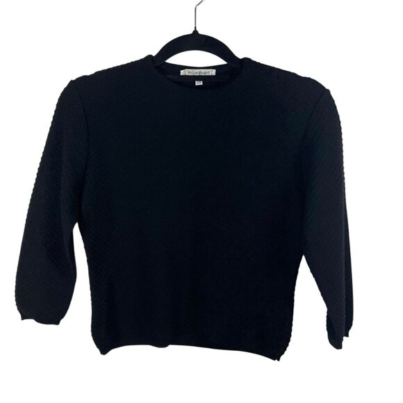 Yves Saint Laurent Black Waffle Knit Sweater Women’s Size 38/small Designer - Picture 1 of 7